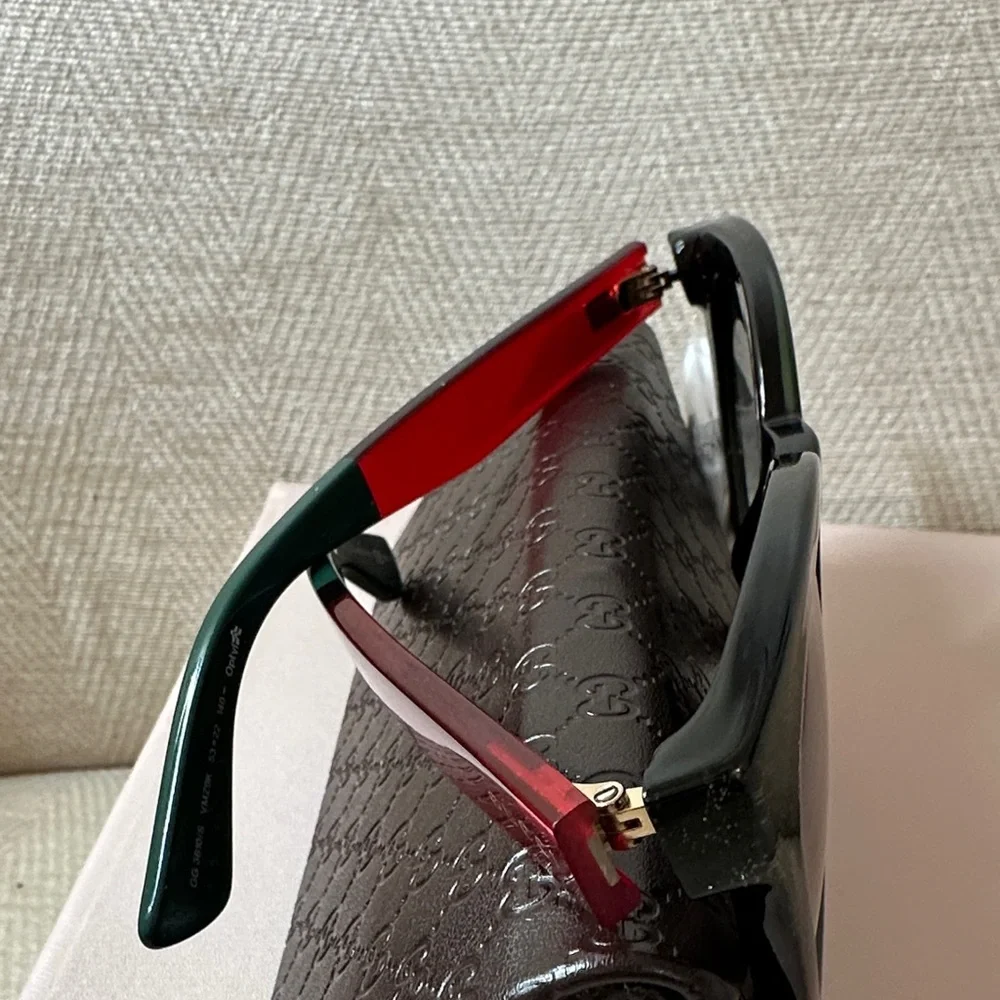 Gucci Glitter Black Green and Red Women's Sunglasses